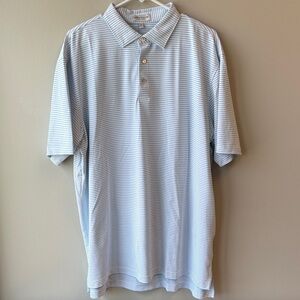 Peter Millar Light Blue Striped Polo Shirt XL